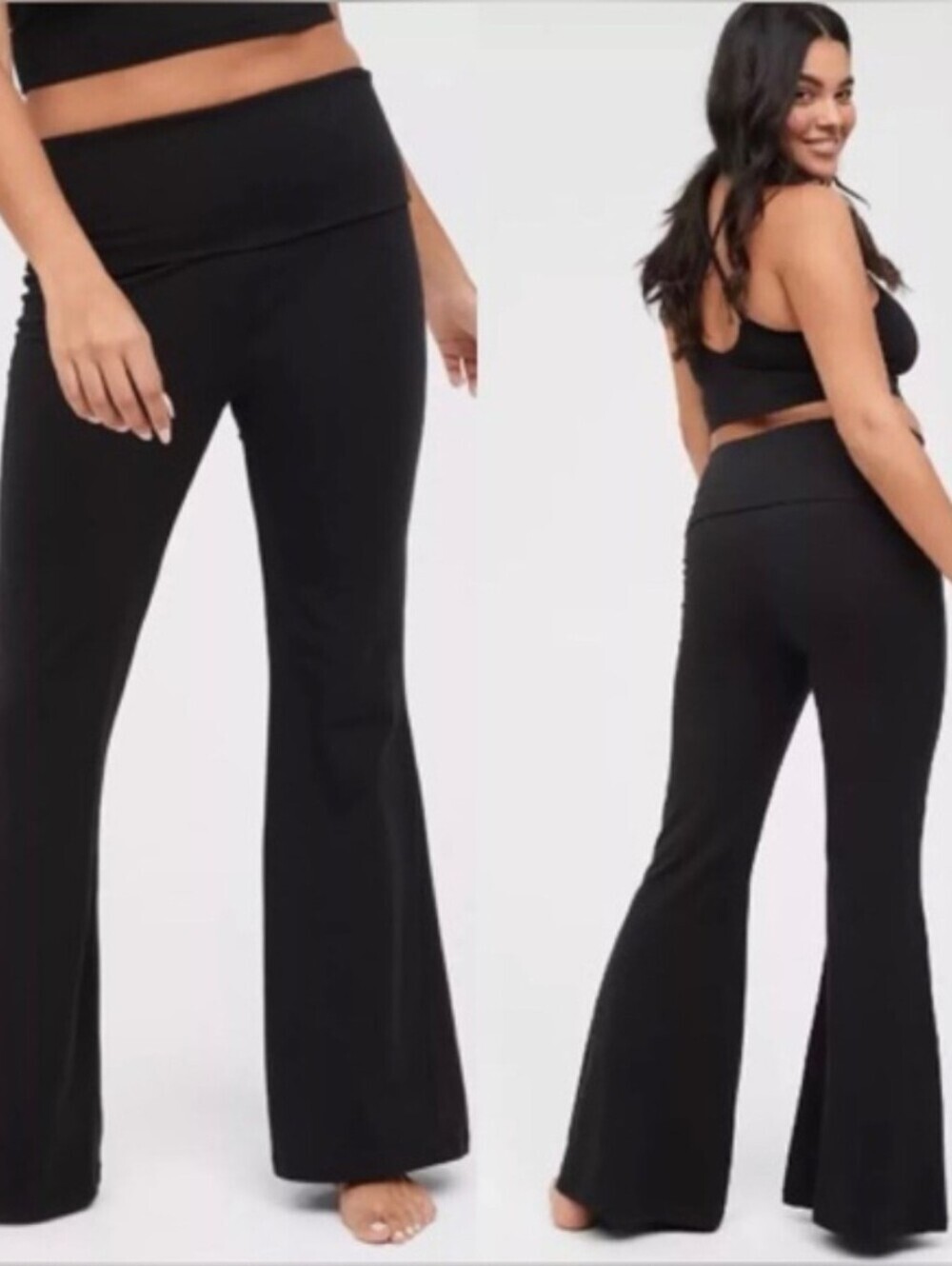 NEW Aerie OFFLINE True Black  Original Fold Over Super Flare Leggings Medium